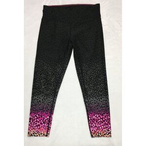 Calvin Klein Performance Wick Leggings Womens L Animal Print Black Multi 30x24.5